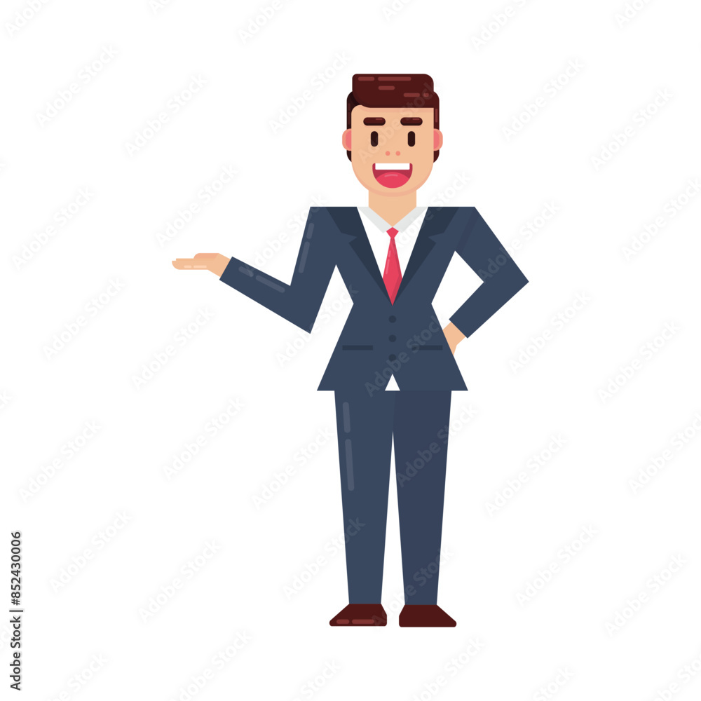 Businessman geometric shape flat design character illustration isolated white background Businessman geometric shape flat design character illustration isolated white background