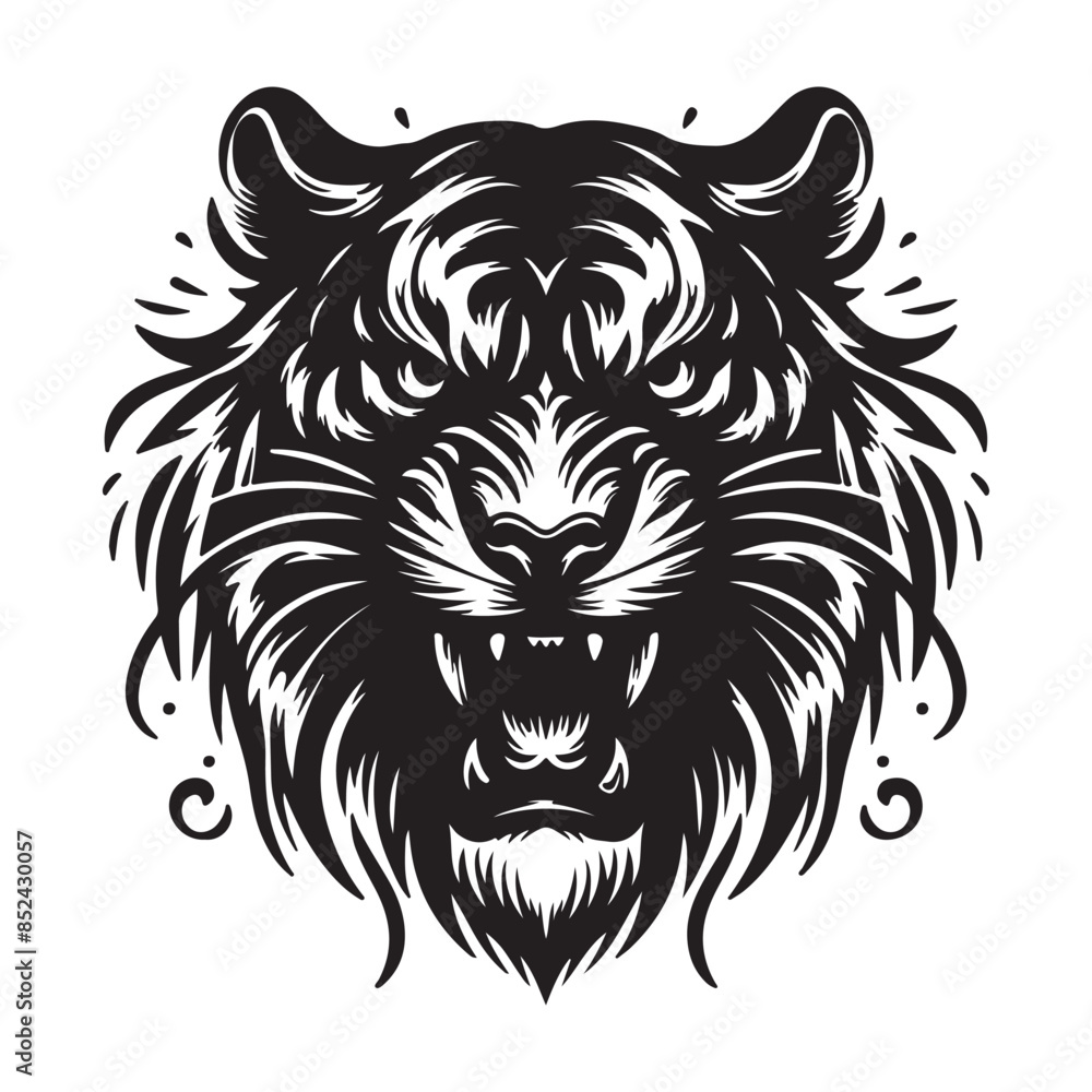 Obraz premium a cute vector silhouette illustration tiger