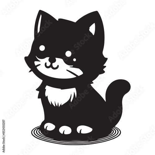 a cute vector silhouette illustration cat