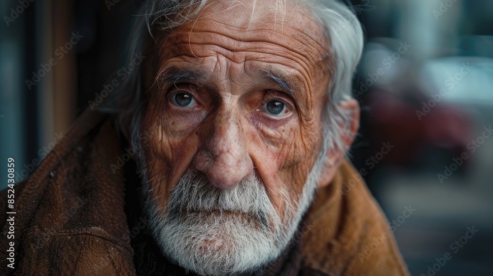 Elderly gentleman with silver hair inside Elderly gentleman with silver hair inside