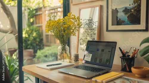 Wallpaper Mural Financial Freedom Plan: Home Office with Retirement Calculator and Dream Destination Inspiration Torontodigital.ca