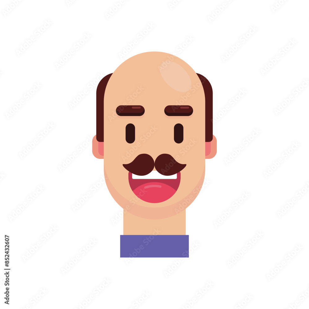 Head avatar man flat geometric illustration. Head avatar man flat geometric illustration.