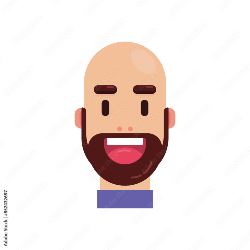 Head avatar man flat geometric illustration. Head avatar man flat geometric illustration.