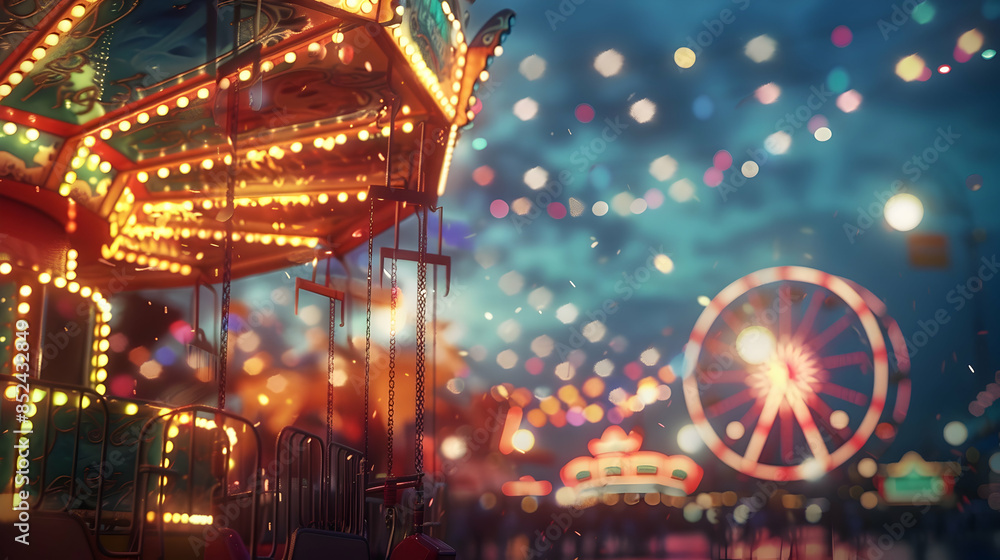 Carnival Lights and a Ferris Wheel - Illustration Carnival Lights and a Ferris Wheel - Illustration