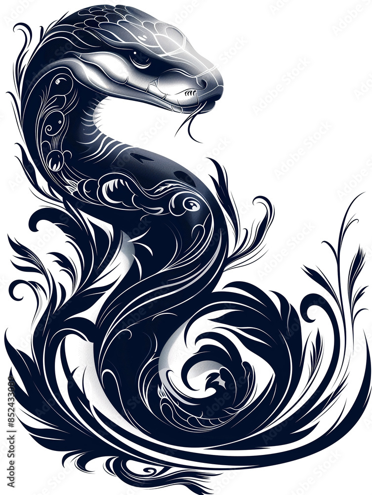Obraz premium A snake with a black and white design on its body