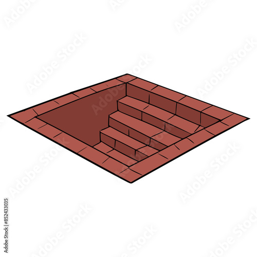 dungeon downstair or basement stair illustration hand drawn isolated vector	
