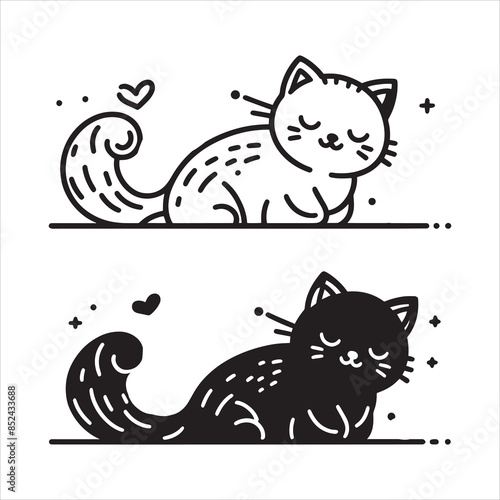 a cute vector silhouette illustration cat