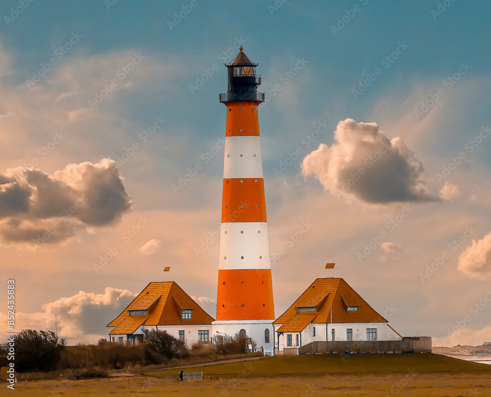 Beautiful lighthouse on the North Sea