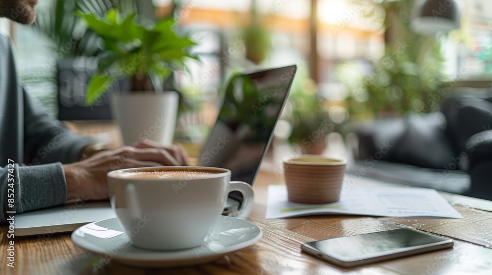Fototapeta premium Coffee Break in a Cozy Cafe