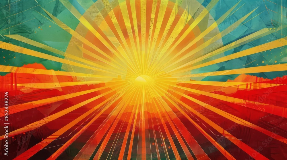Obraz premium Abstract summer background with bright sun rays bursting outwards