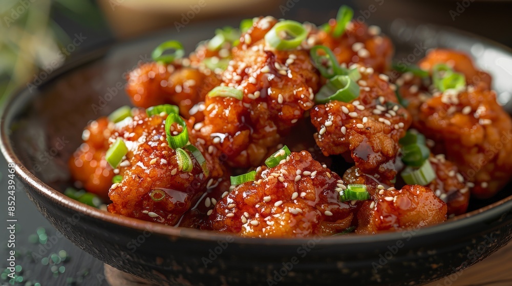 Close-up of Sweet and Spicy Glazed Chicken Bites Close-up of Sweet and Spicy Glazed Chicken Bites