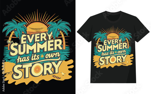 Summer beach and sunset Vector graphic and typo for t shirt and other uses