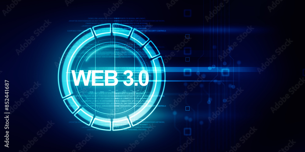 Obraz premium 2D illustration Web against glowing technological background