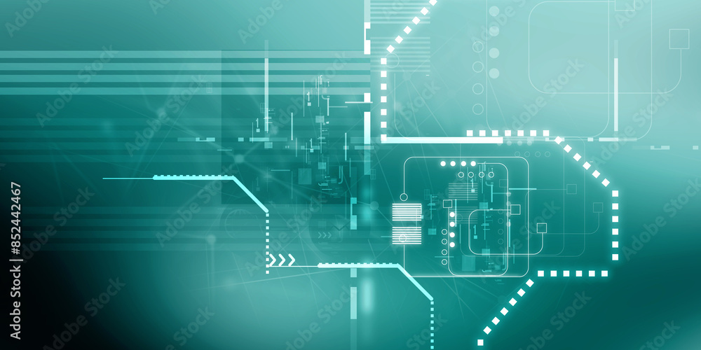 2d illustration Abstract futuristic electronic circuit technology background 2d illustration Abstract futuristic electronic circuit technology background