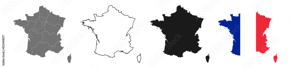 High resolution vector maps of France isolated on transparent background High resolution vector maps of France isolated on transparent background