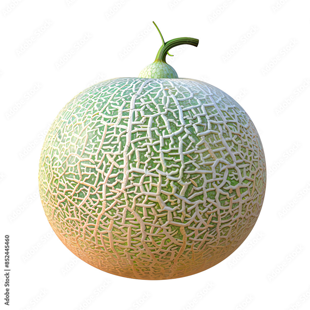 A fresh cantaloupe with a distinct netted rind and greenish-yellow hue isolated on transparency background, PNG cut out, isolated on a white background. Perfect for summer recipes and healthy snacks. A fresh cantaloupe with a distinct netted rind and greenish-yellow hue isolated on transparency background, PNG cut out, isolated on a white background. Perfect for summer recipes and healthy snacks.