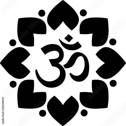 Om / Aum - the symbol of Hinduism the sacred sound Vector Graphic design element in black, tattoo design
