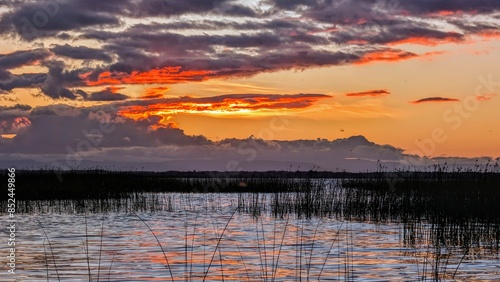 Obraz na płótnie Beautiful lakeside sunset scenery, Corrib lake at Galway, Ireland w salonie
