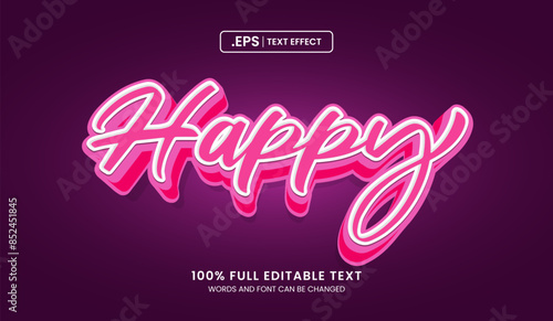 Design editable text effect, Happy text effect