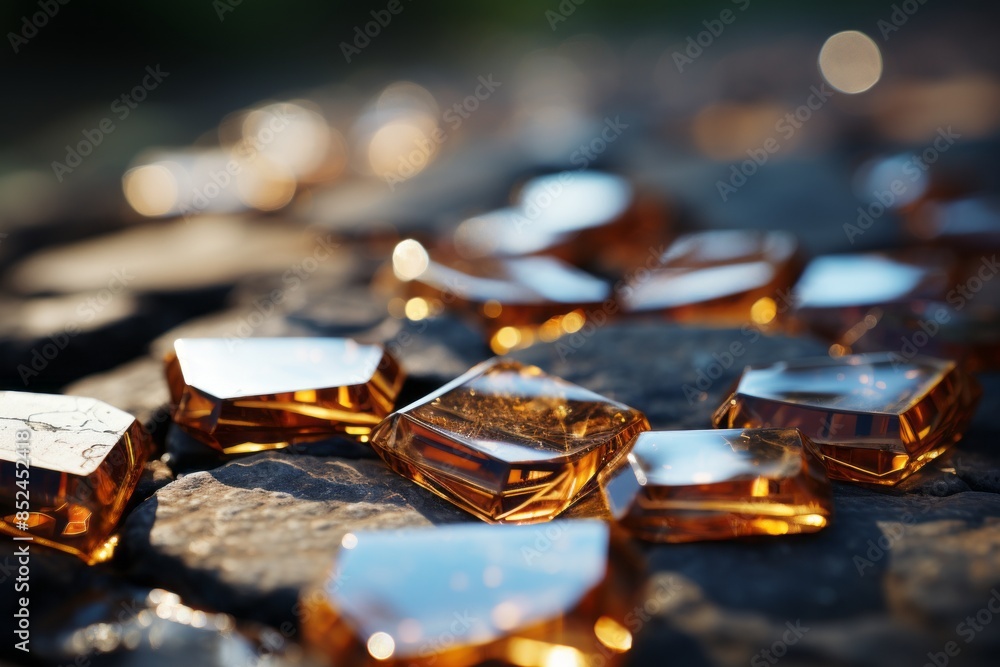 a pile of glass pieces laying on the ground a pile of glass pieces laying on the ground