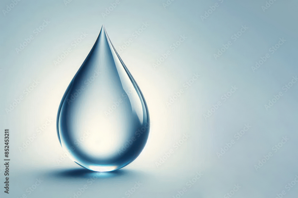 A single large drop of water. Space for text. A single large drop of water. Space for text.