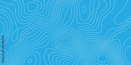 Abstract topography geography contour map and curve reliefs background .elevation contouring blue paper and white lines background .geographic mountain contour map grid vector background design .