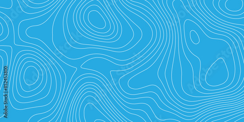 Abstract topography geography contour map and curve reliefs background .elevation contouring blue paper and white lines background .geographic mountain contour map grid vector background design .