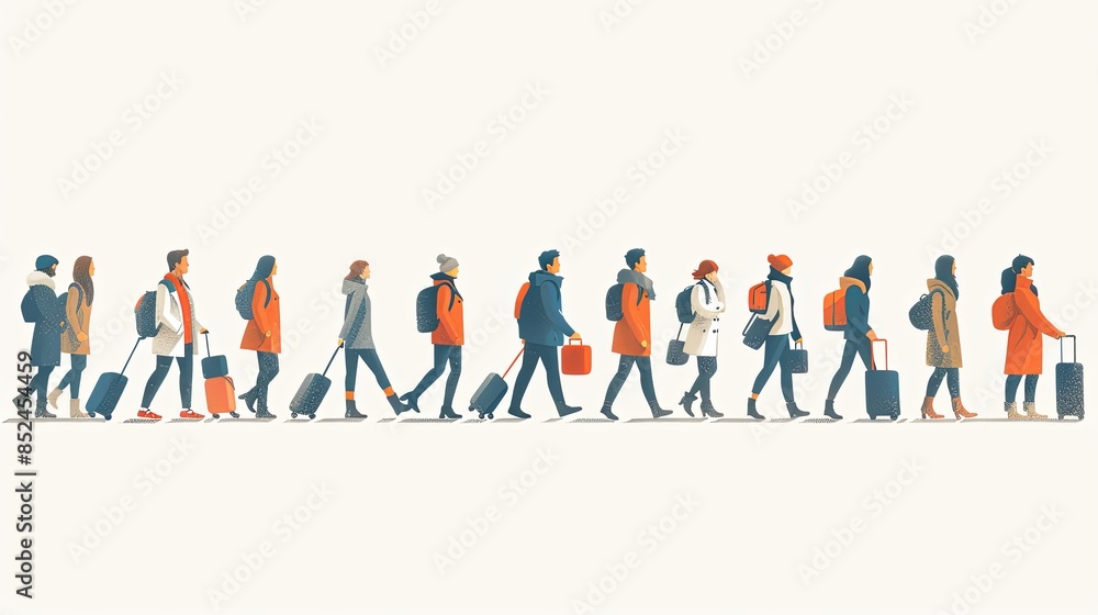 Set of tourists and travelers and airport illustrations, flat vector illustration of tourists dragging luggage, traveler, airport, airport management, tourist dragging luggage, suitcase Set of tourists and travelers and airport illustrations, flat vector illustration of tourists dragging luggage, traveler, airport, airport management, tourist dragging luggage, suitcase