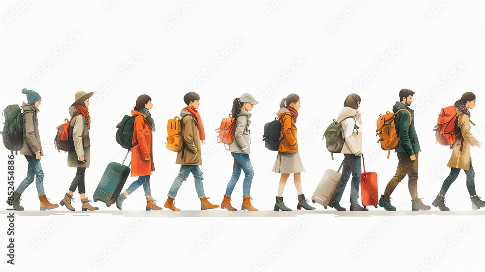 Set of tourists and travelers and airport illustrations, flat vector illustration of tourists dragging luggage, traveler, airport, airport management, tourist dragging luggage, suitcase Set of tourists and travelers and airport illustrations, flat vector illustration of tourists dragging luggage, traveler, airport, airport management, tourist dragging luggage, suitcase