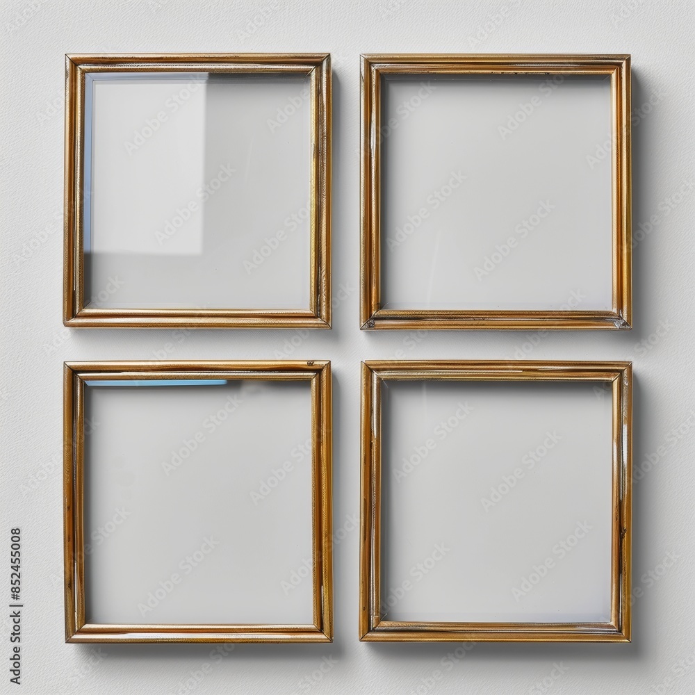 four square image frames on a clean white wall, clean, simple four square image frames on a clean white wall, clean, simple
