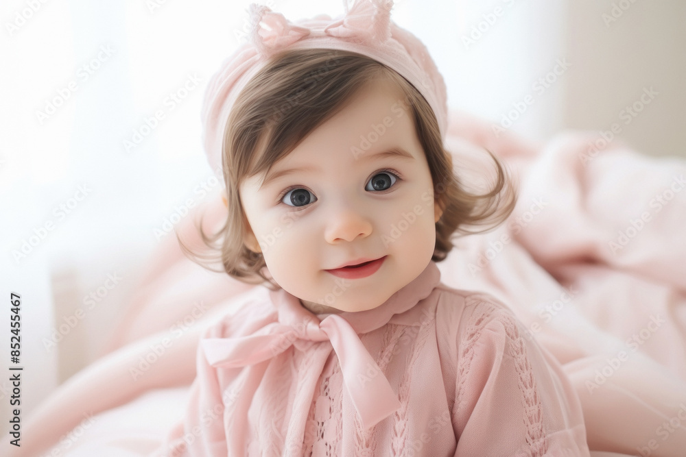 beautiful little girl wearing pink knit dress beautiful little girl wearing pink knit dress