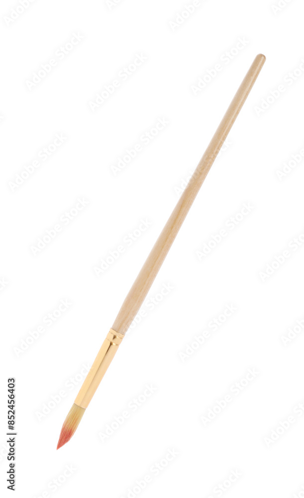 Paint brush with wooden handle isolated on white Paint brush with wooden handle isolated on white