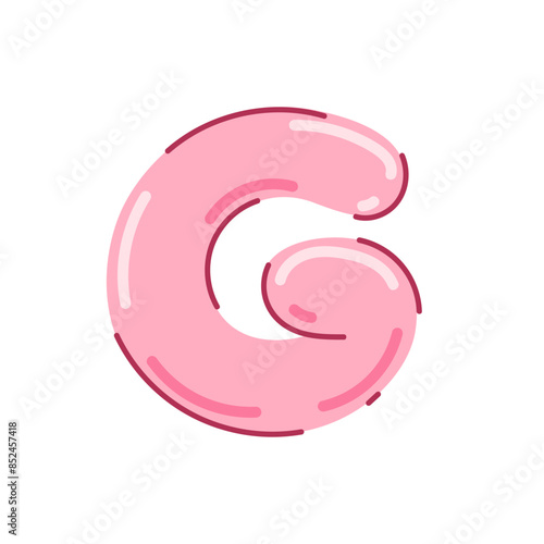 Colorful letter G vector illustration, kid font in glossy jelly bubble style, candy style alphabet G image
