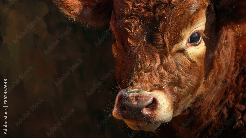 Detailed look at a calf with brown fur Detailed look at a calf with brown fur