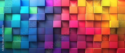 Geometric rainbow blocks flat design side view colorful mosaic theme animation Monochromatic Color Scheme
