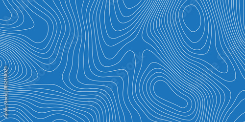 Abstract topography geography contour map and curve reliefs background .elevation contouring blue paper and white lines background .geographic mountain contour map grid vector background design .