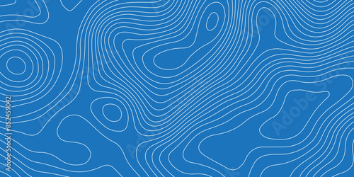 Abstract topography geography contour map and curve reliefs background .elevation contouring blue paper and white lines background .geographic mountain contour map grid vector background design .