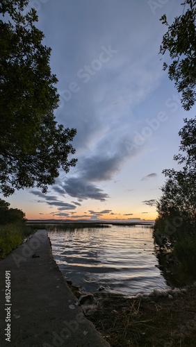 Obraz na płótnie Beautiful lakeside sunset scenery, Corrib lake at Galway, Ireland w salonie