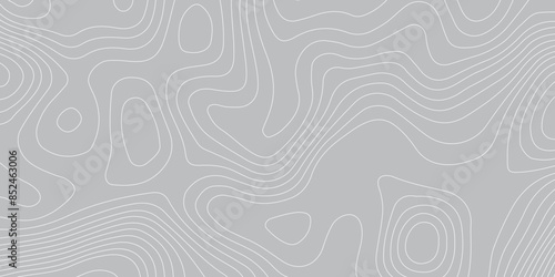 Abstract topography geography contour map and curve reliefs background .elevation contouring gray paper and white lines background .geographic mountain contour map grid vector background design .