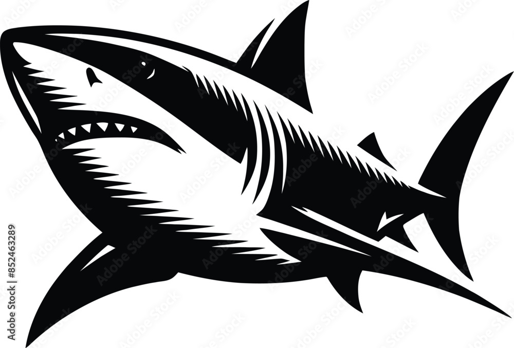 modern and simple shark silhouette, a negatively spaced shark in black color icon vector temple, export wild shark modern and simple shark silhouette, a negatively spaced shark in black color icon vector temple, export wild shark