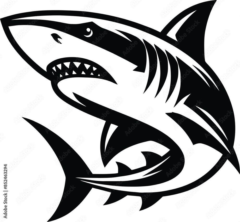 modern and simple shark silhouette, a negatively spaced shark in black color icon vector temple, export wild shark modern and simple shark silhouette, a negatively spaced shark in black color icon vector temple, export wild shark