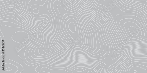 Abstract topography geography contour map and curve reliefs background .elevation contouring gray paper and white lines background .geographic mountain contour map grid vector background design .