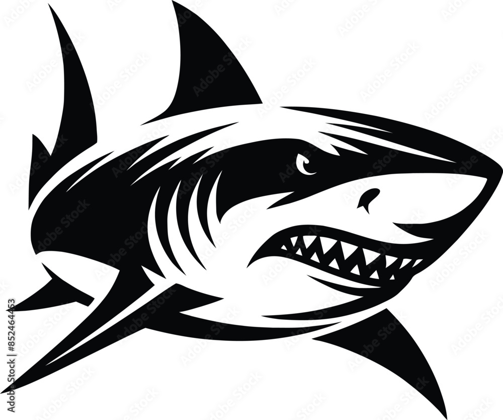 modern and simple shark silhouette, a negatively spaced shark in black color icon vector temple, export wild shark modern and simple shark silhouette, a negatively spaced shark in black color icon vector temple, export wild shark