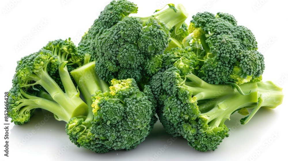 Close up image of fresh broccoli on a white background Close up image of fresh broccoli on a white background
