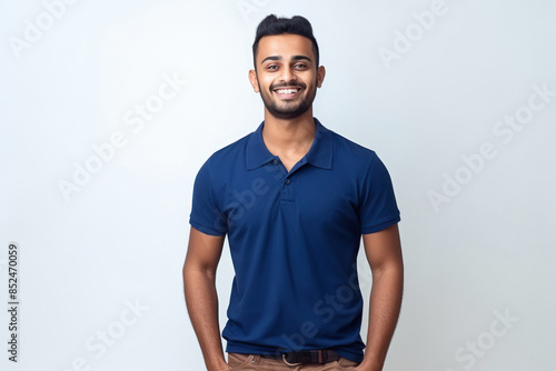 young man in blue color t shirt