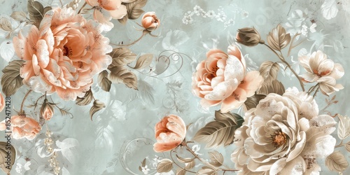 Flowers wall background with amazing red and white roses, Wedding decoration, hand made.