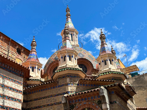 Beautiful view of the Church of Sant Roma on a summer day. Lloret de Mar. Spain.