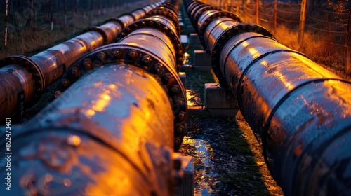 Wallpaper Mural Transporting oil and gas through pipelines intersecting technology politics raw materials and economics display with various elements Torontodigital.ca