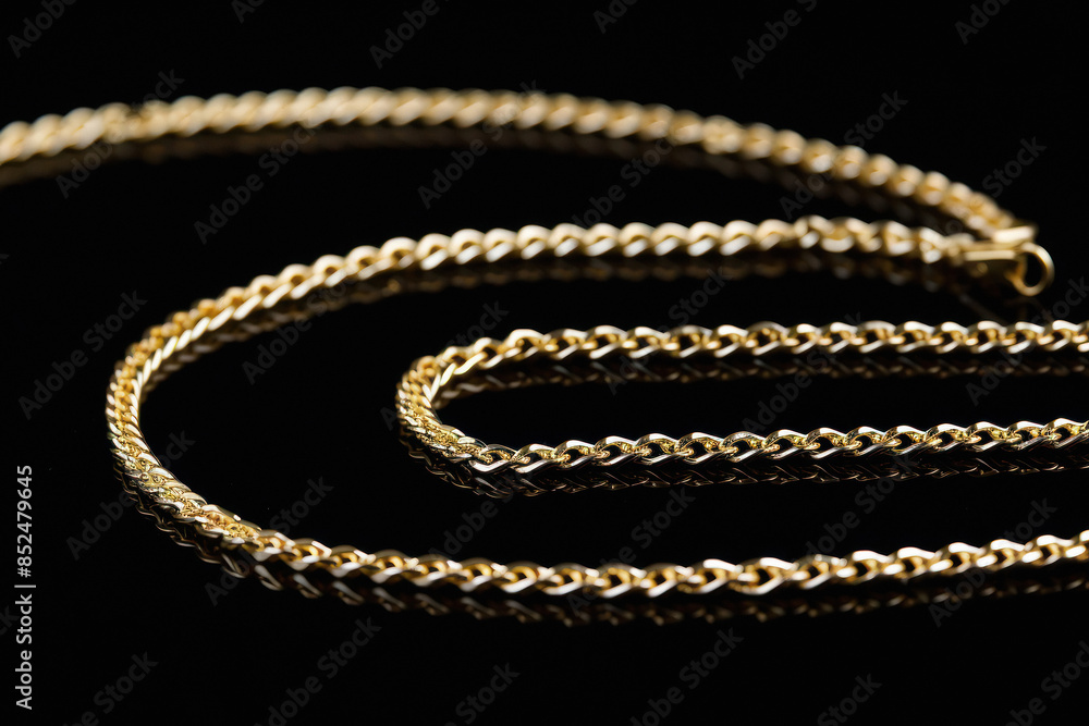 Gold Plated Thin Chain Precious metal, on plain dull background Gold Plated Thin Chain Precious metal, on plain dull background
