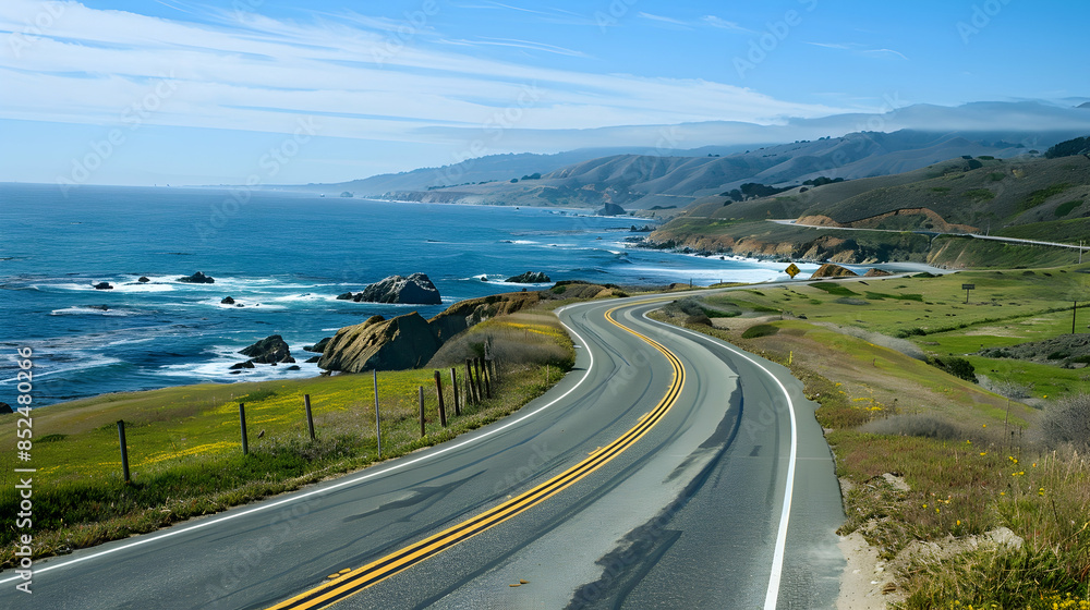Coastal Road with Ocean View Photo Coastal Road with Ocean View Photo